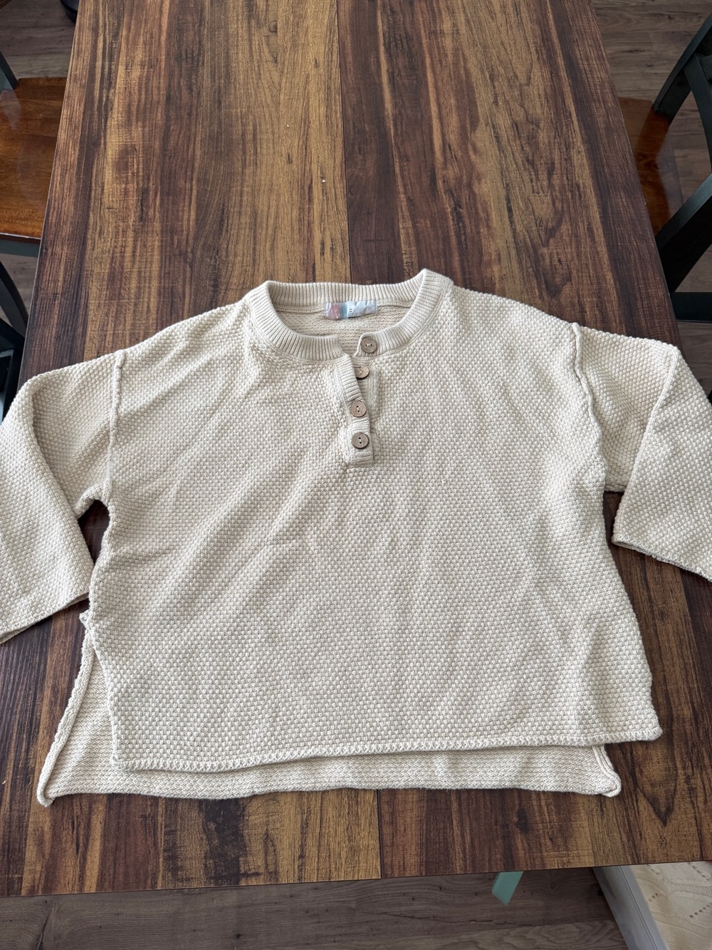 Free People Beach Textured Cream Henley Tunic Top